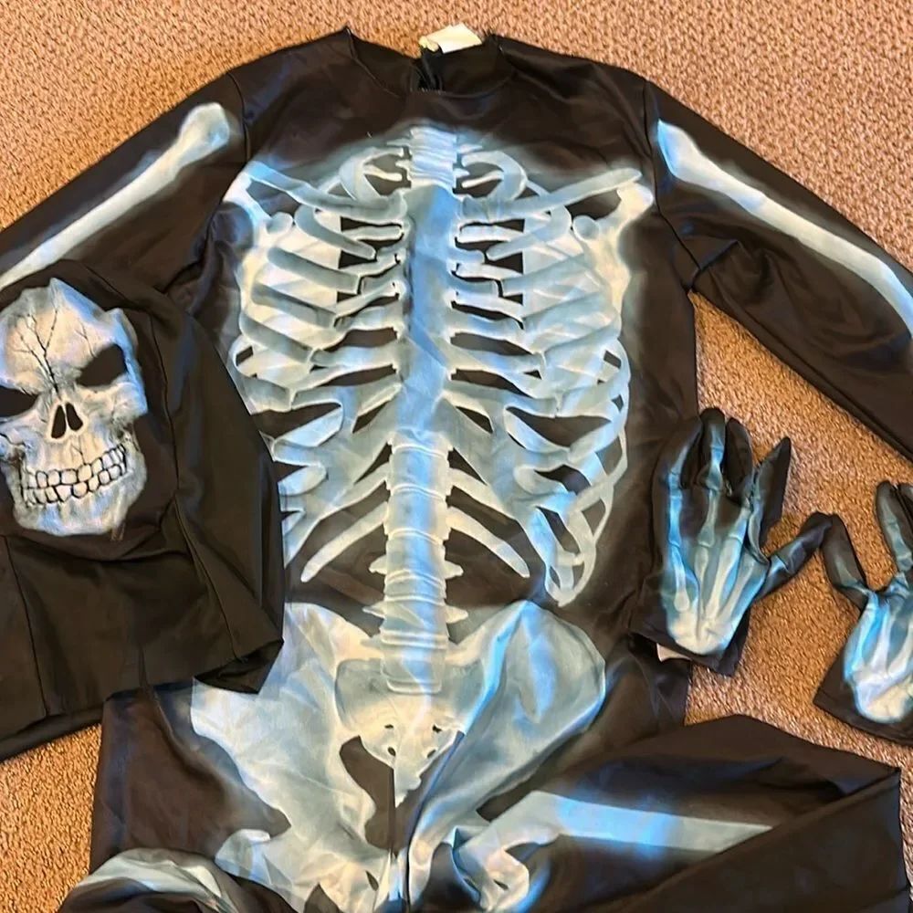 Skeleton Boys Black Full Body Three Piece Halloween Costume